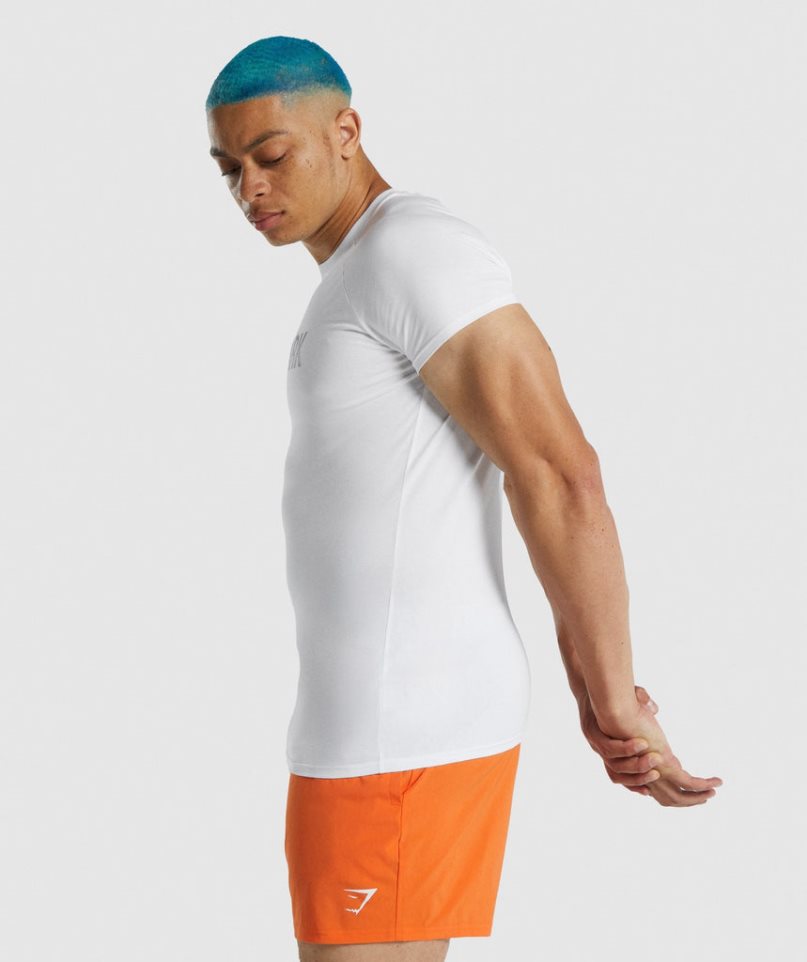 Men's Gymshark Apollo T-Shirts White | NZ 5EKRTF